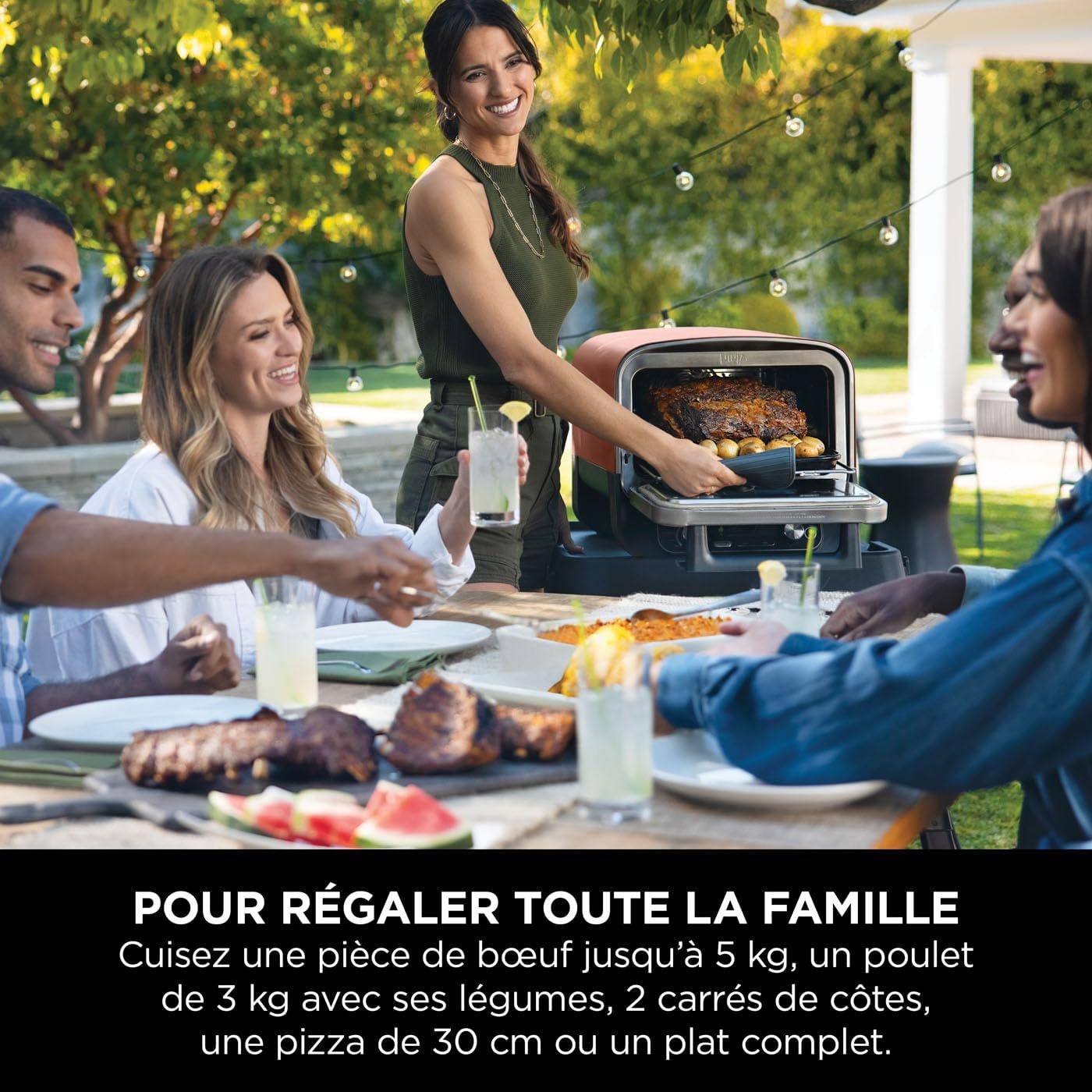 Ninja Woodfire four pizza extérieur électrique 8-en-1, fumoir, grille, orange