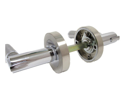 Poignées de porte Electra à levier sur rosace Duo - Pack de serrures à écusson chromé satiné 140 mm