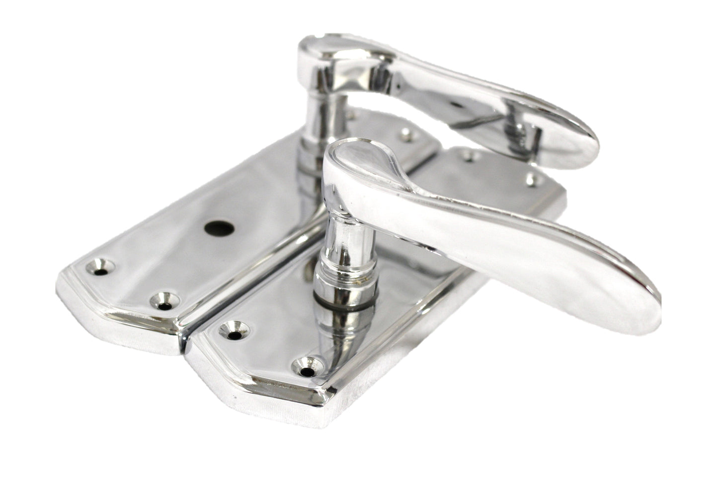 Poignées de porte de salle de bain CHROME Stellar sur plaque arrière + serrure de baignoire