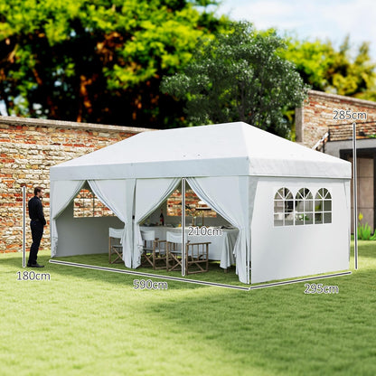 Outsunny tonnelle pliante 3x6m blanche, 6 parois, camping/festival