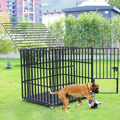 BingoPaw cage chien XXL 117x96x84cm métal avec roulettes, 3 portes, plateau amovible