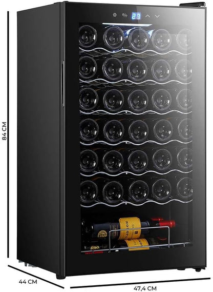 Cecotec cave à vin 34 bouteilles Bolero, 5–18°C, compresseur, LED, tactile