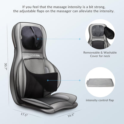 COMFIER siège massant Shiatsu dos & cou, 2D/3D, chaleur, compresse réglable