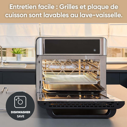 SEVERIN Mini-Four Air Chaud 12-en-1 25L Noir/Inox 2200W Écran Tactile TO9579