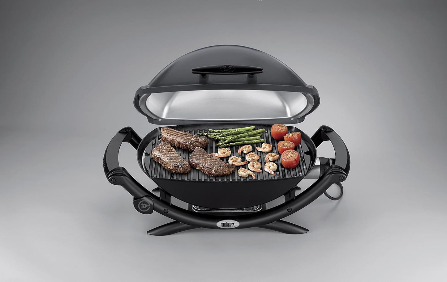 Weber Q2400 barbecue électrique gris foncé, support, 54x39cm, fonte