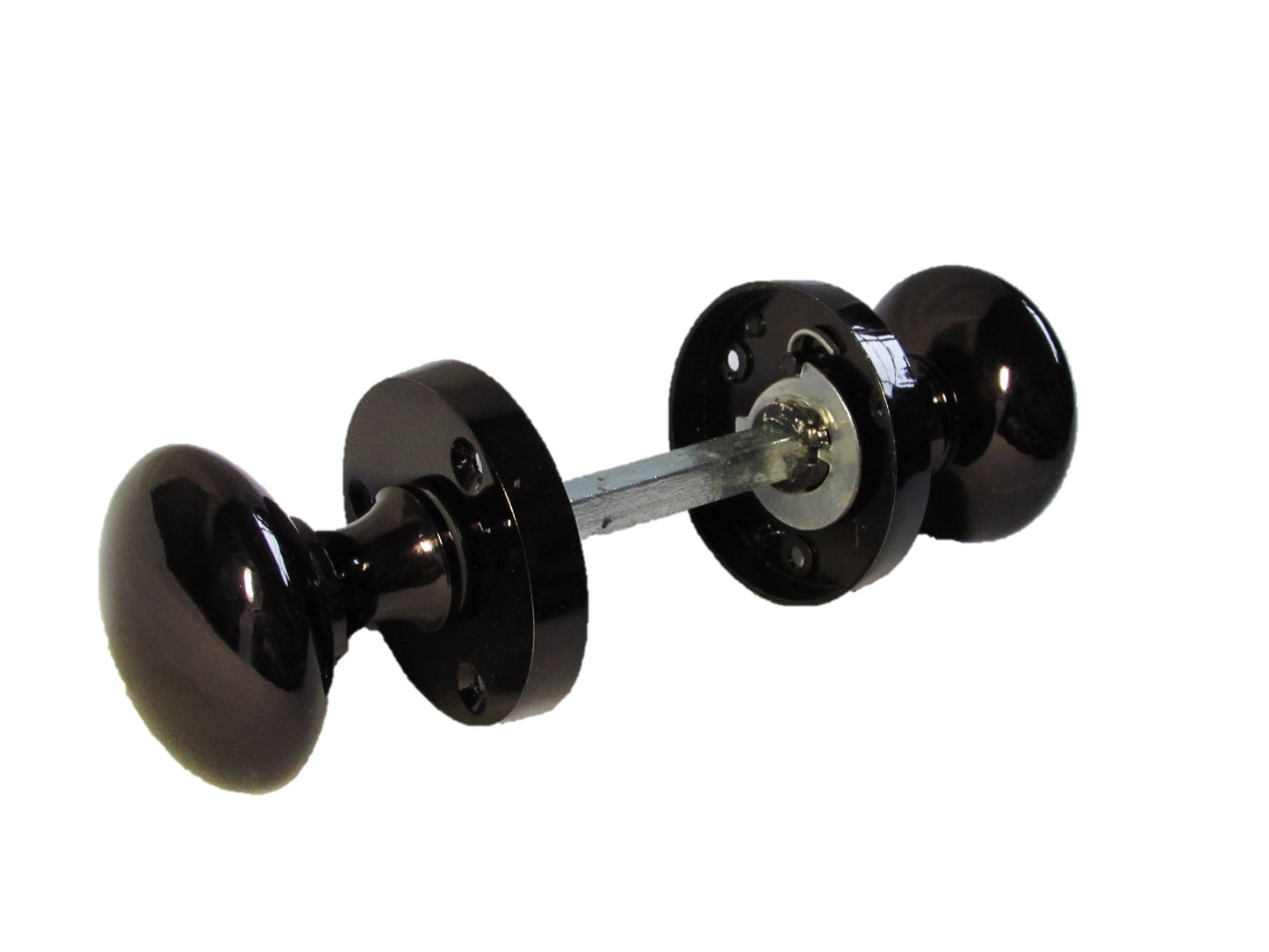 Boutons de porte ronds victoriens à mortaise à ressort - Loquet en nickel noir 56 mm