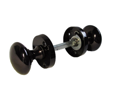 Boutons de porte ronds victoriens à mortaise à ressort - Loquet en nickel noir 56 mm