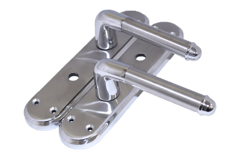 Poignée de porte de salle de bain Marina à deux tons - Chrome et satiné 