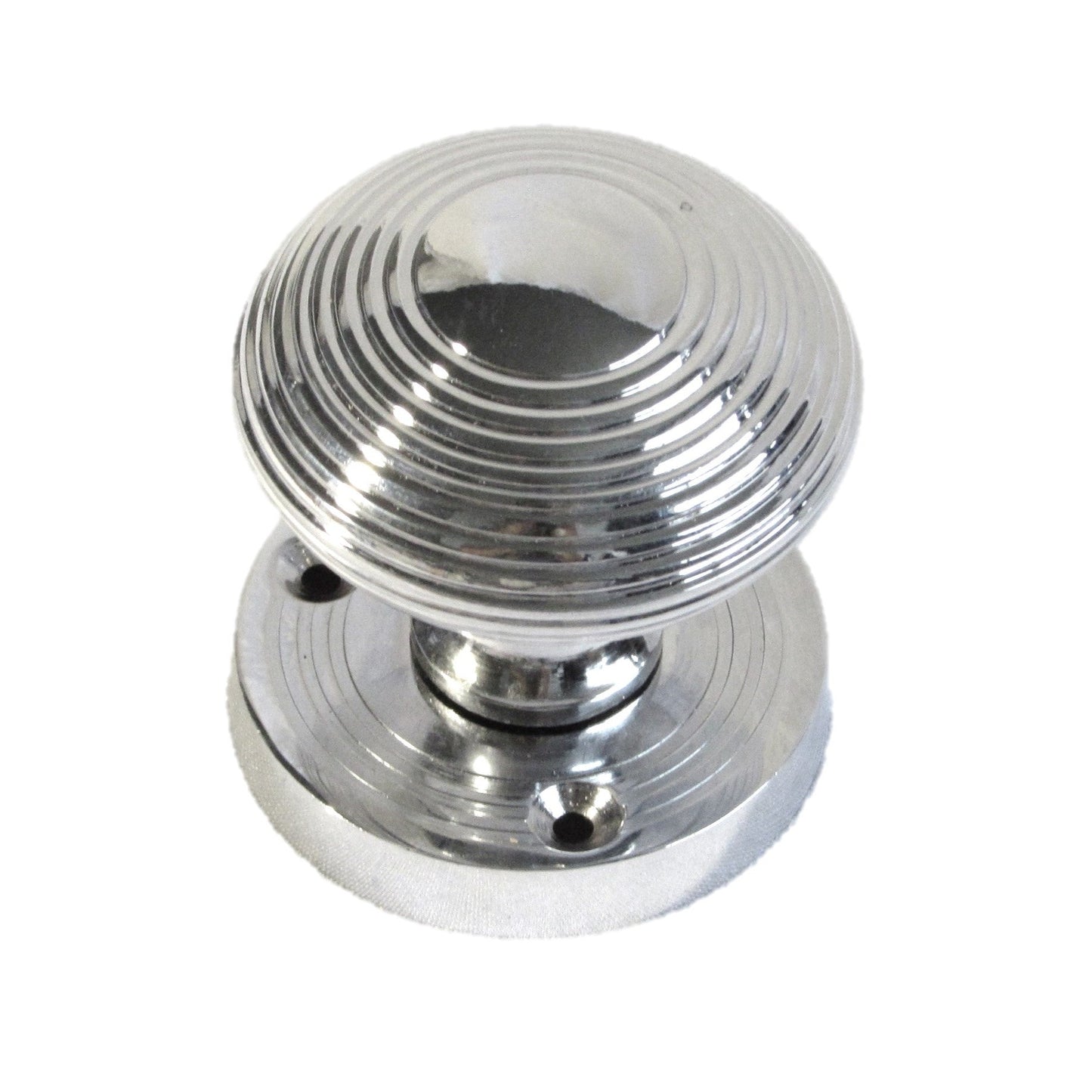 Boutons de porte à mortaise ronds cannelés - Serrure à bouton de salle de bain chromé 56 mm
