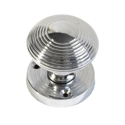 Boutons de porte à mortaise ronds cannelés - Serrure à bouton de salle de bain chromé 56 mm