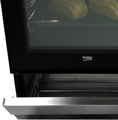 Beko cuisinière gaz FSG52000DWC, autonome, blanc, rotatif, foyer avant