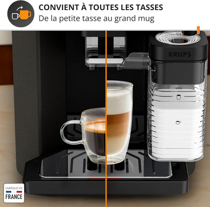 Krups Sensation Lait expresso grains, 6 boissons, carafe lait, EA912E10