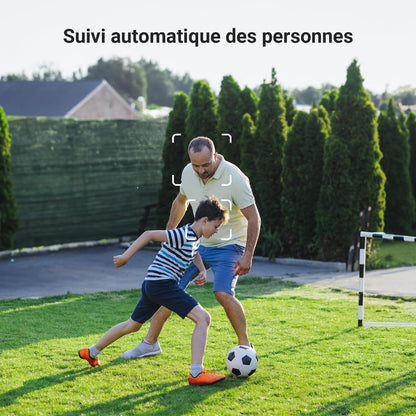 ANSQUE caméra surveillance WiFi 2K solaire, kit 4 caméras PTZ 360°, alarme couleur