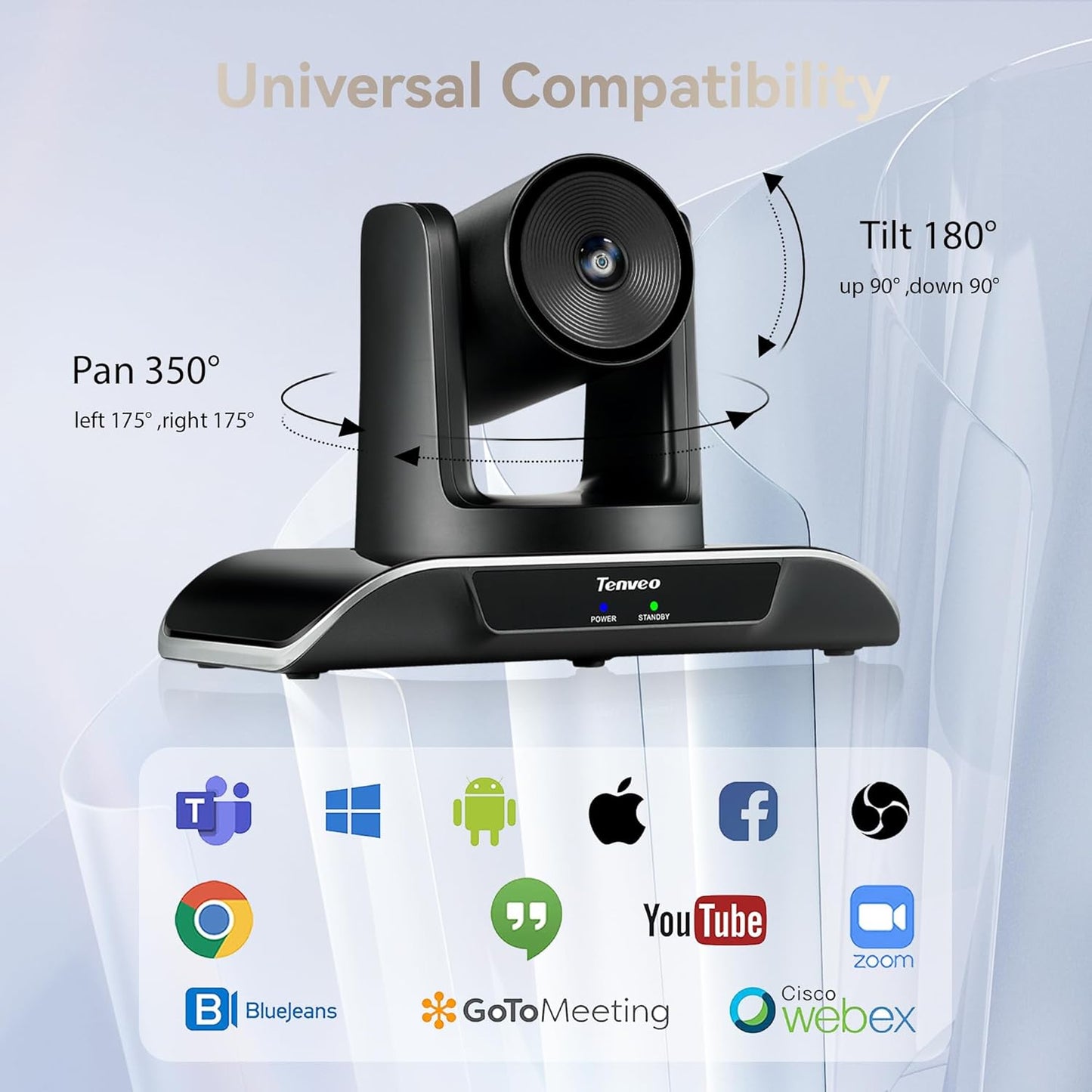 Tenveo système caméra conférence 3xUSB3.0, 1080P PTZ, BT, Teams/Zoom/OBS