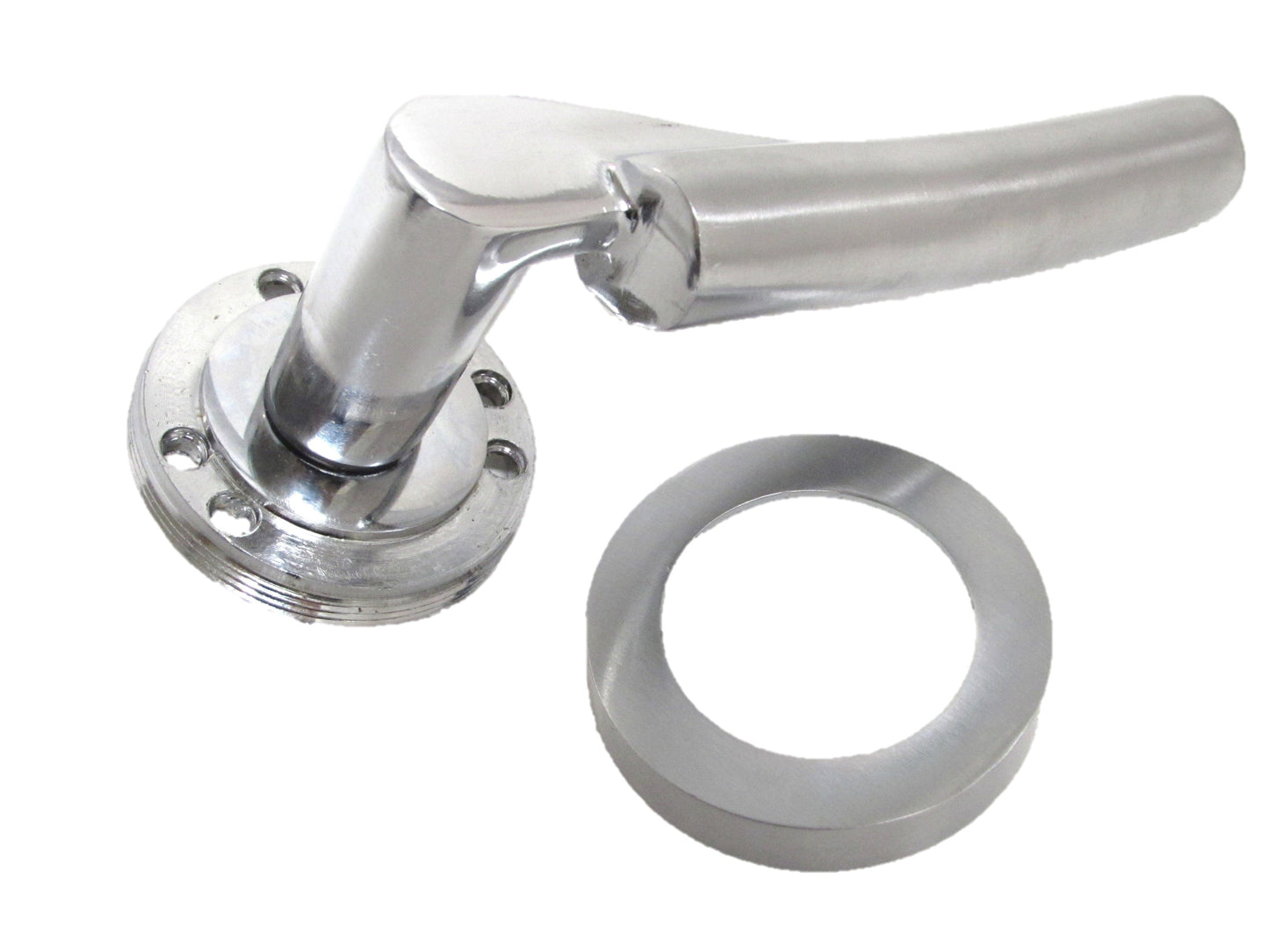 Poignées de porte Verona à levier sur rosace Duo - Chrome satiné 120 mm 