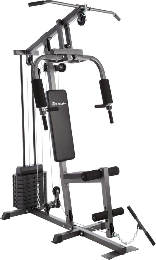 Tectake station musculation complète, cage traction, papillon, jambes, maison