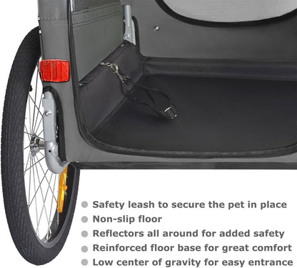 Doggyhut TIGGO XXL remorque chien + kit jogger, gris, moyen/grand chien