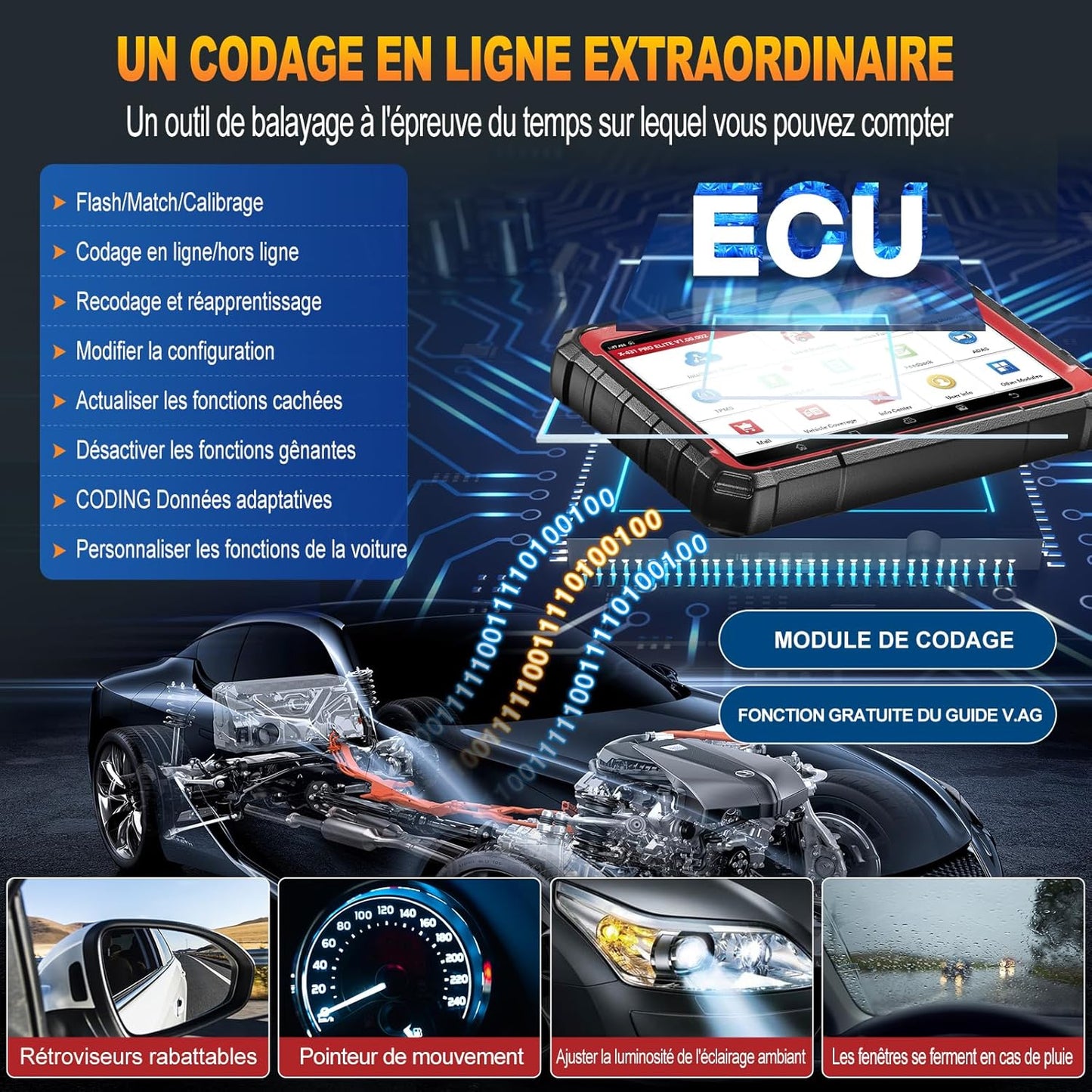 LAUNCH X431 Pro Elite valise OBD2, bi-directionnel, 38+ resets, ECU en ligne