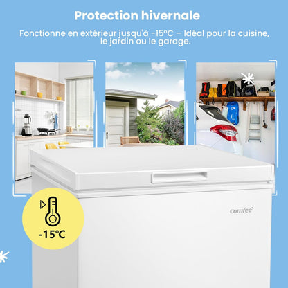 COMFEE' congélateur coffre 143L RCC146WH2EU, inverter, 4*, convertible, blanc