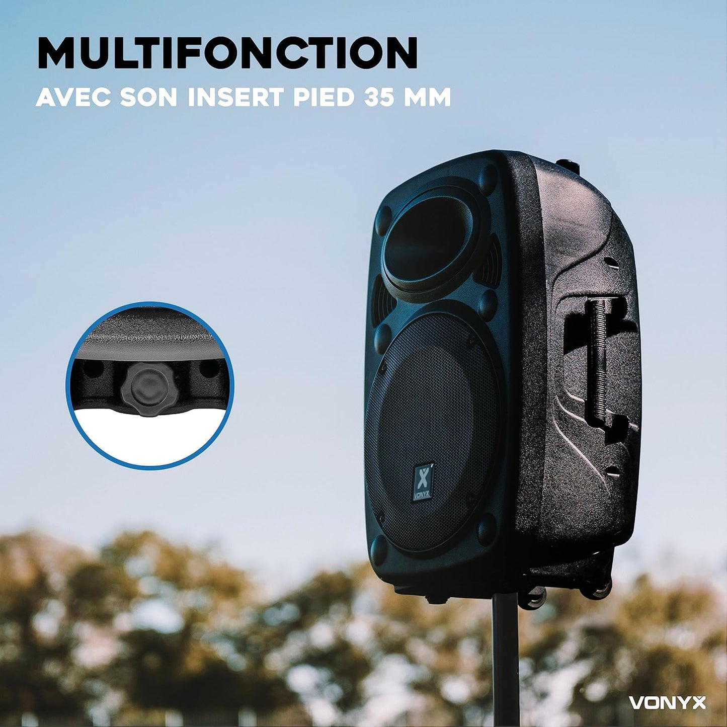 Vonyx Verve46 enceinte Bluetooth 1000W, 2 micros, roues, poignées, karaoké