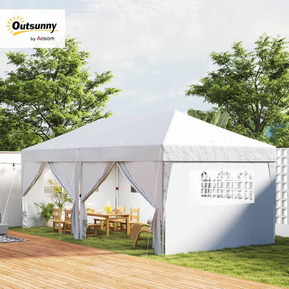 Outsunny tonnelle pliante 3x6m blanche, 6 parois, camping/festival