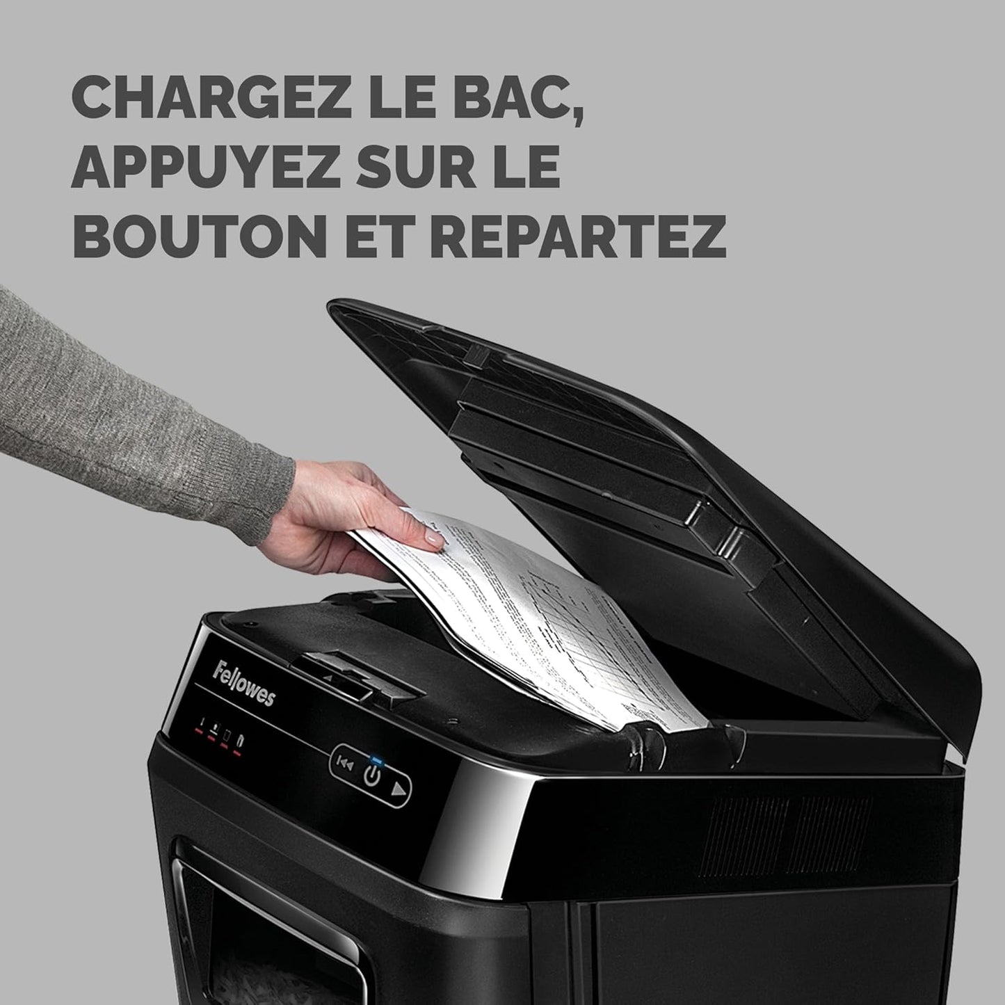 Fellowes destructeur Automax 200M, coupe croisée 200 feuilles, pro/domestique