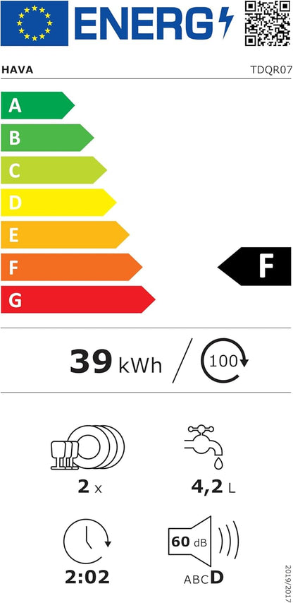 HAVA mini lave-vaisselle 2024, 8 programmes, réservoir 5L, sécurité enfant