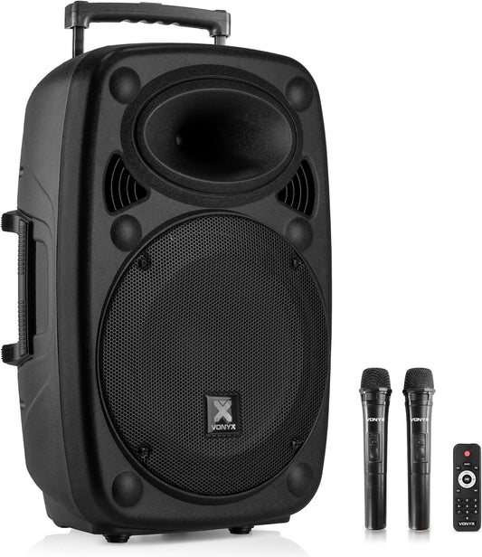Vonyx Verve46 enceinte Bluetooth 1000W, 2 micros, roues, poignées, karaoké