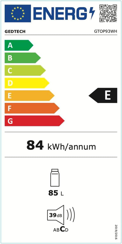 GEDTECH réfrigérateur table top 85L GTOP93WH blanc, compact
