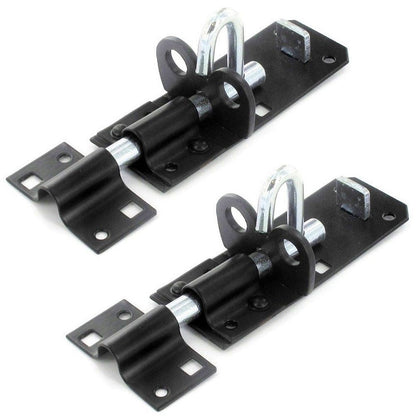 Paire de verrous Brenton 4/6/8 pouces - Noir et zinc - Porte de jardin robuste pour abri de jardin
