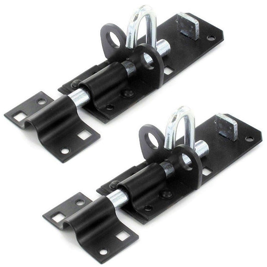 Paire de verrous Brenton 4/6/8 pouces - Noir et zinc - Porte de jardin robuste pour abri de jardin
