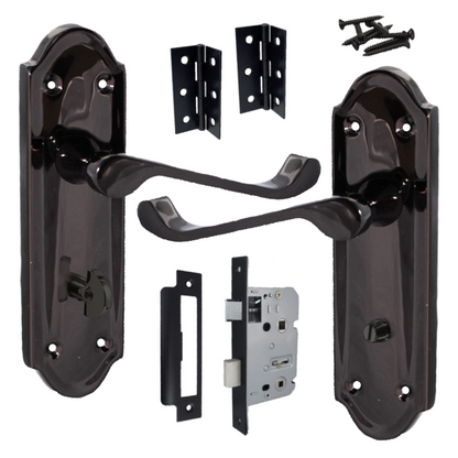 Poignée de porte Ashford pour salle de bain, levier à défilement, nickel noir, charnières pour salle de bain
