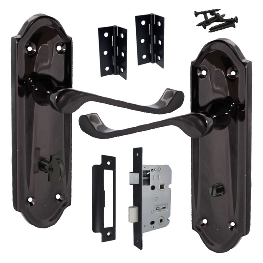 Poignée de porte Ashford pour salle de bain, levier à défilement, nickel noir, charnières pour salle de bain