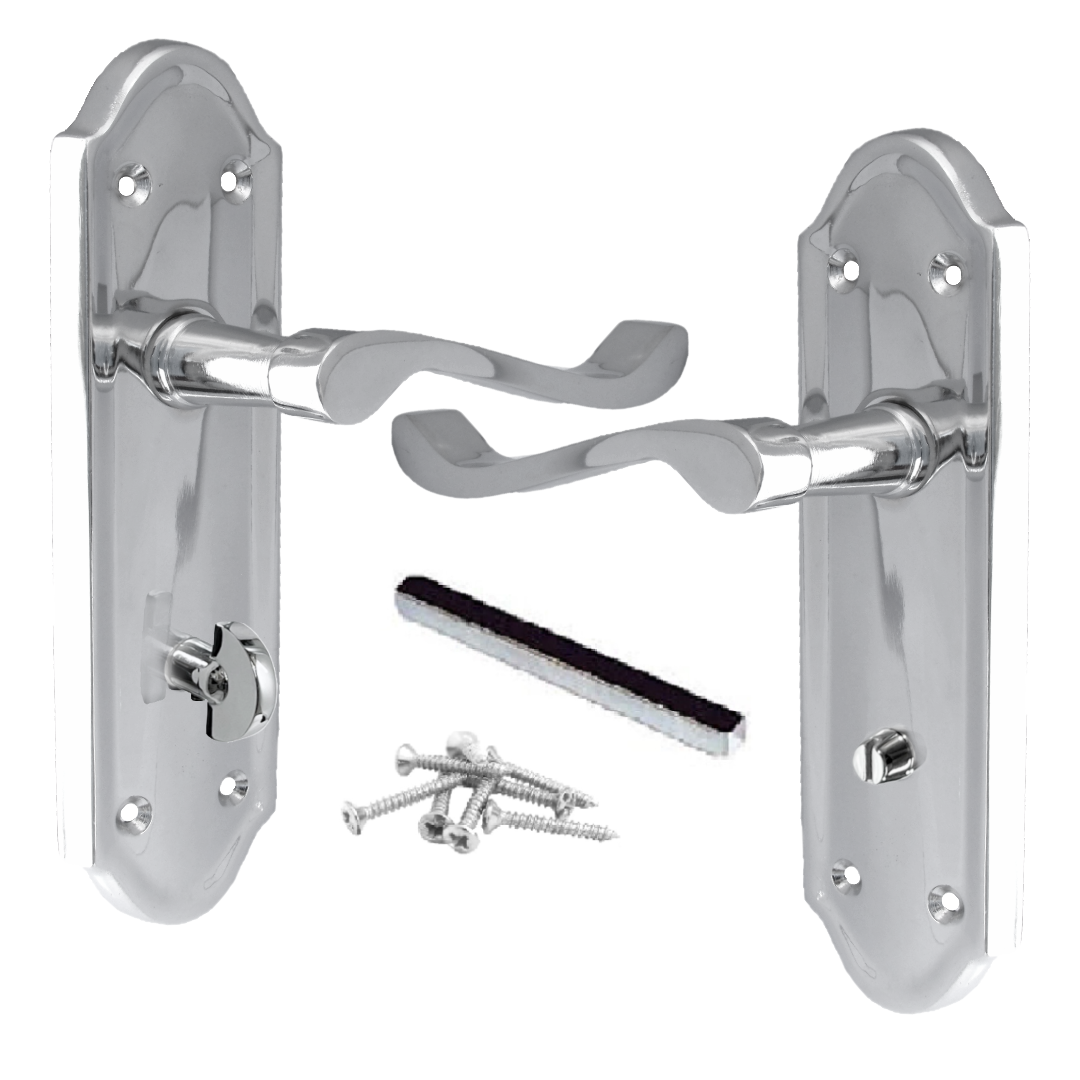 Poignée de porte de salle de bain Ashford avec levier à défilement - Chrome