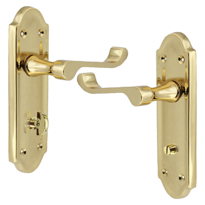 Poignée de porte Ashford pour salle de bain, levier à défilement, en laiton poli