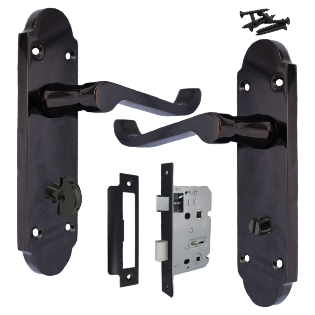 Poignée de porte Epsom pour salle de bain, levier à défilement, pack nickel noir