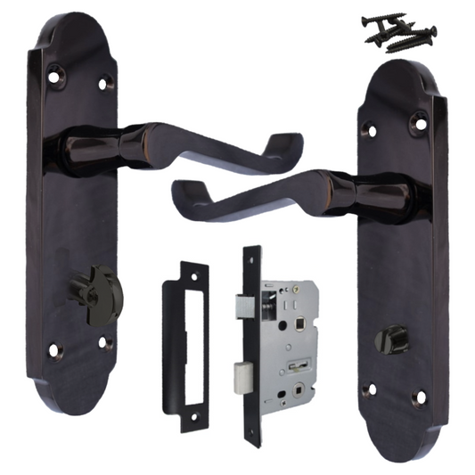 Poignée de porte Epsom pour salle de bain, levier à défilement, pack nickel noir