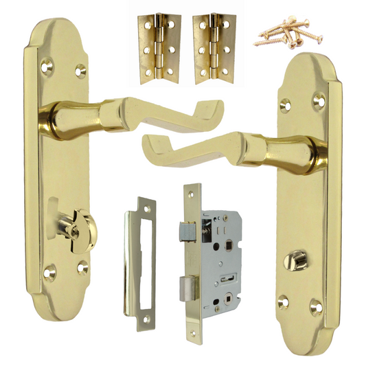 Poignée de porte Epsom pour salle de bain, serrure à levier à défilement - Charnières en laiton