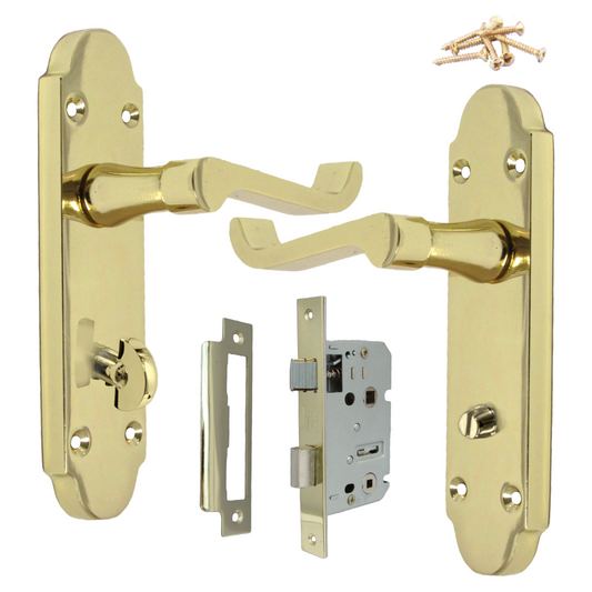Poignée de porte Epsom pour salle de bain, levier à défilement - Pack laiton