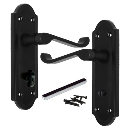 Poignée de porte Ashford pour salle de bain, levier à défilement – Noir mat