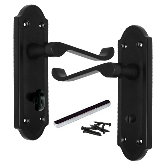 Poignée de porte Ashford pour salle de bain, levier à défilement – Noir mat