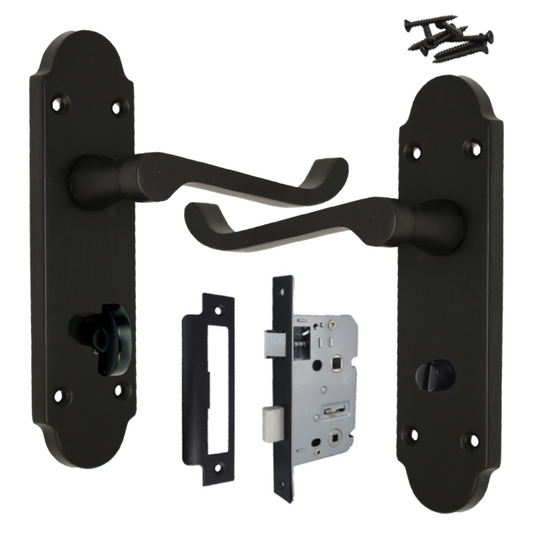 Poignée de porte Epsom pour salle de bain, levier à défilement - Pack noir mat