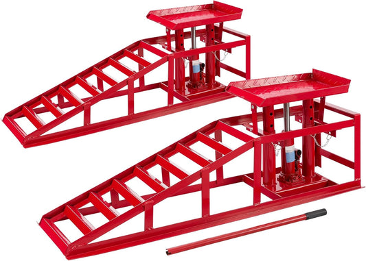 Arebos rampes levage voiture 2T, hydraulique, 280–375mm réglable, rouge