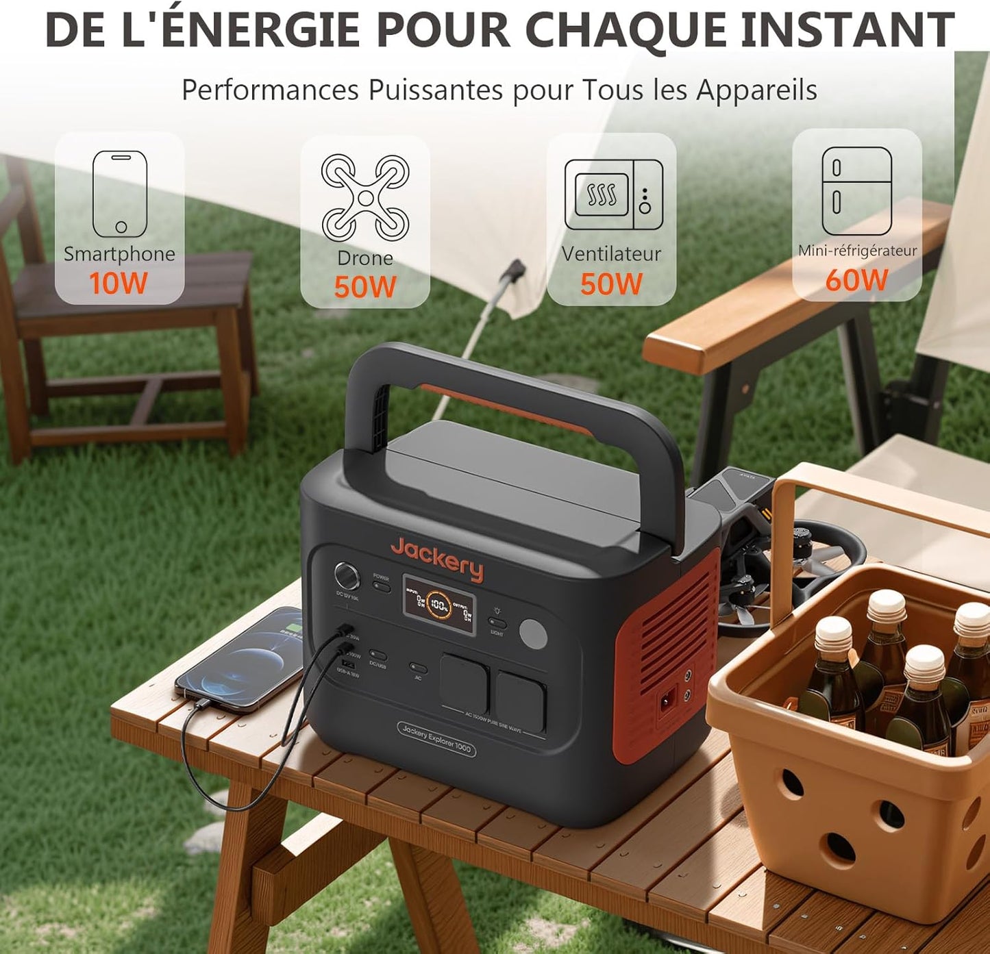 Jackery Explorer 1000 v2 station solaire 1070Wh, 200W panneau, app, camping