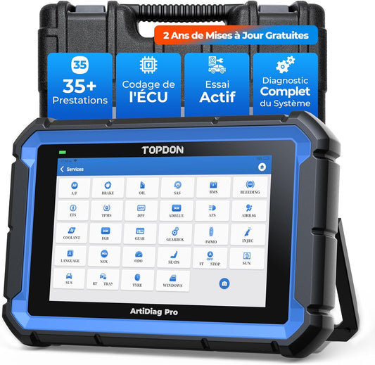 TOPDON ArtiDiag Pro valise diagnostic auto, 100 marques, 35+ services, codage ECU