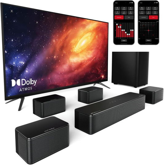 ULTIMEA barre de son TV 7.1 Dolby Atmos 460W, caisson sans fil, app, Poseidon D80