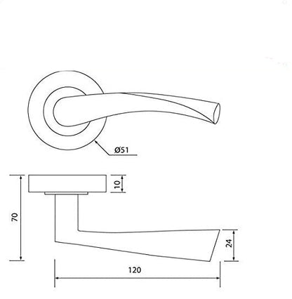 Poignées de porte Astrid, loquet à levier rotatif sur rosace, noir mat, serrure à clé, 120 mm