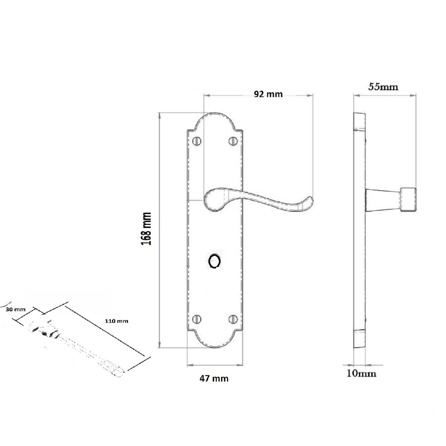 Poignées de porte Ashford pour salle de bain, lot de 1, 4 ou 6 paires, nickel noir