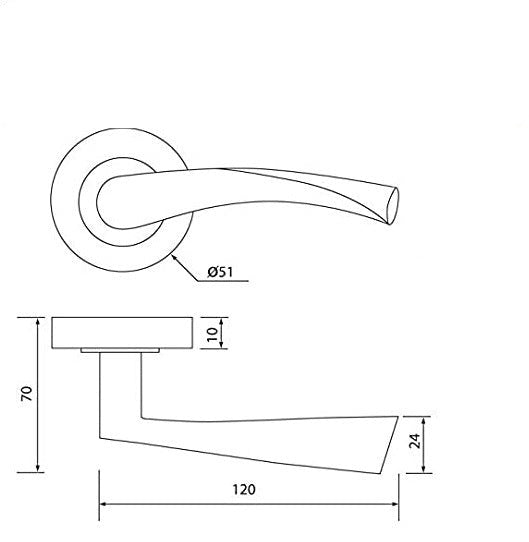 Poignées de porte Astrid, loquet à levier rotatif sur rosace, écusson chromé, serrure à clé, 120 mm
