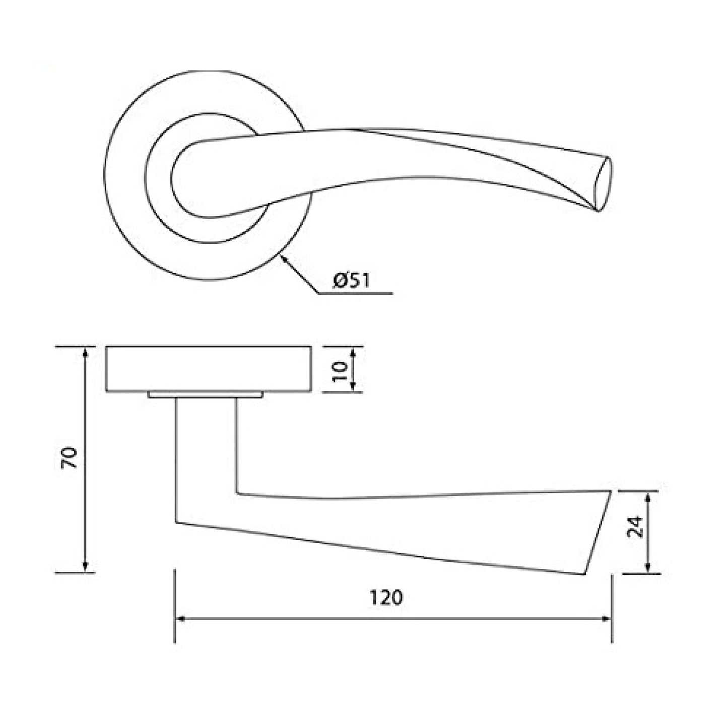 Poignées de porte Astrid, loquet à levier rotatif sur rosace satinée, serrure à clé, 120 mm